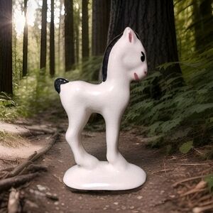 Vintage Rio Hondo California Pottery Black & White Horse Pony Figurine 5"